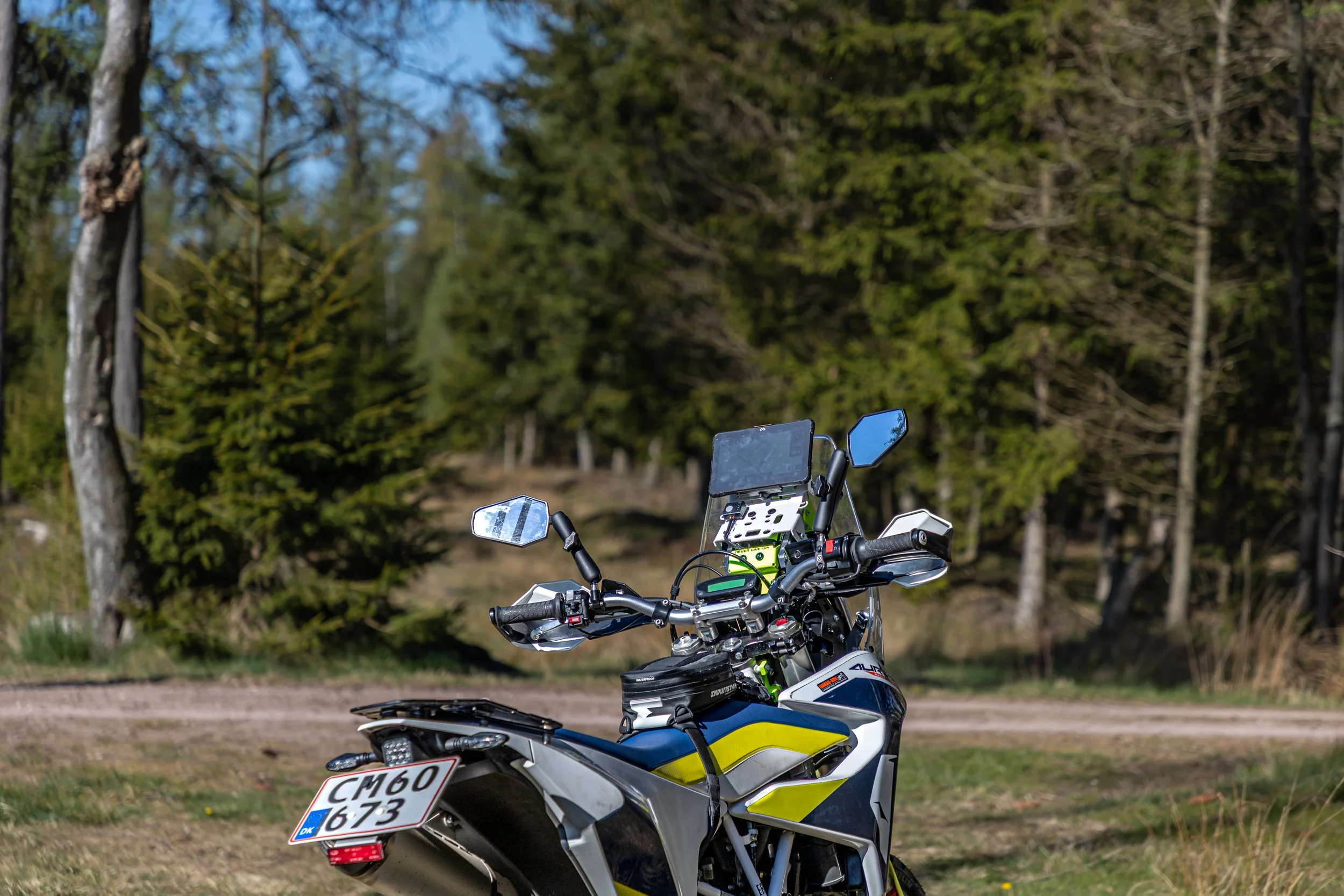 Husqvarna 701 motorcycle in a forest