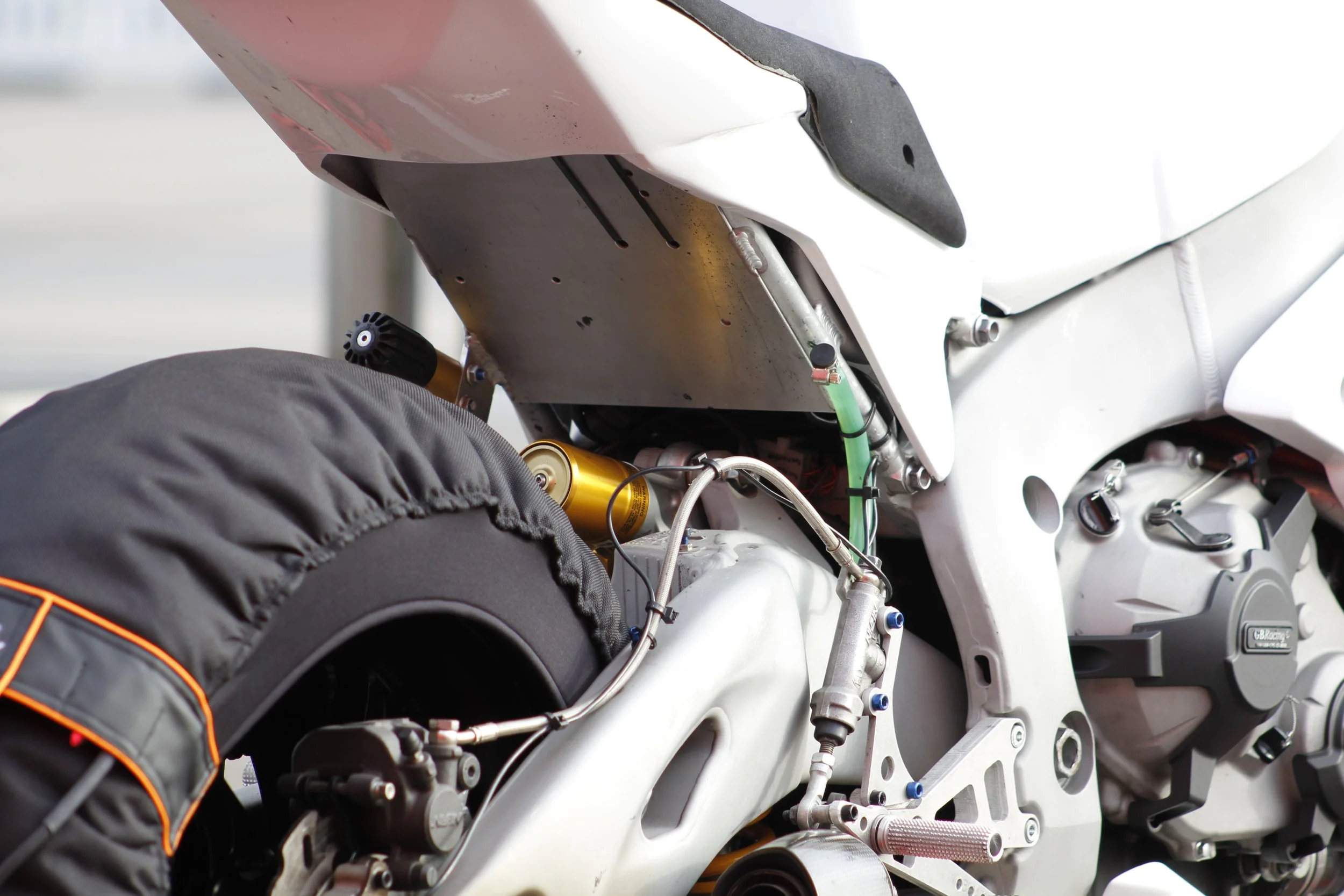 close up of a road-racing bike