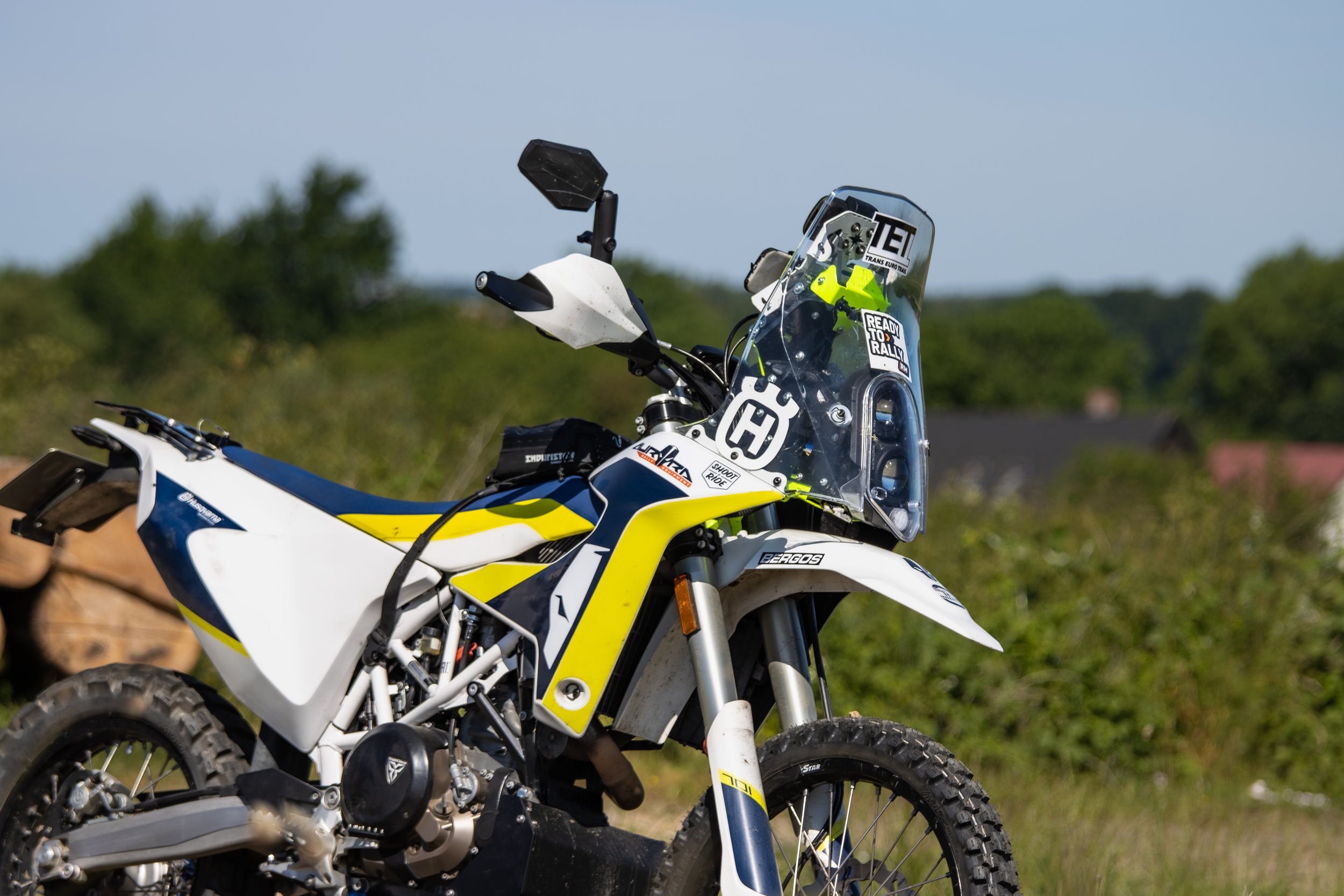 Husqvarna 701 enduro in green surroundings 