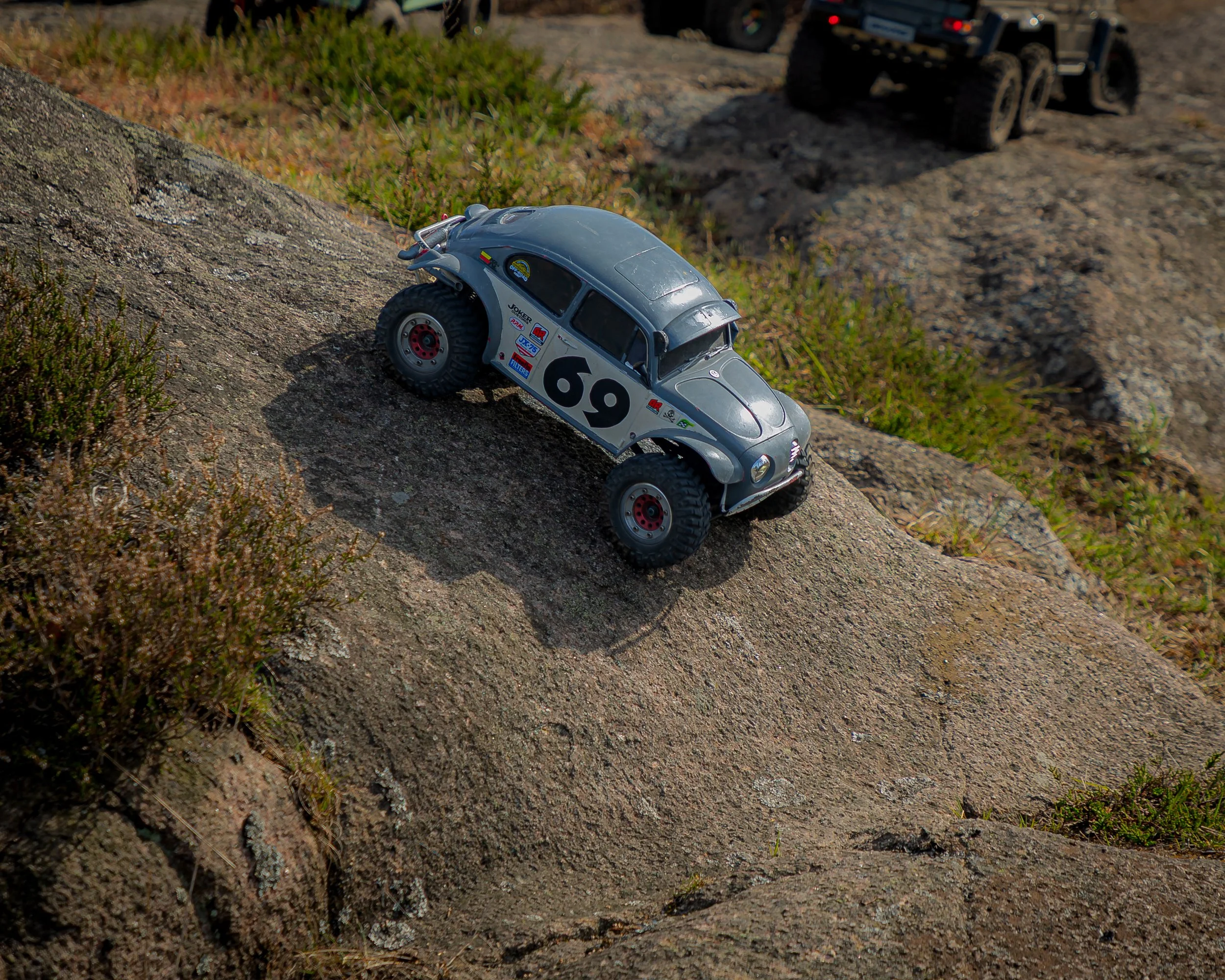 VW BUG having fun on the rocks