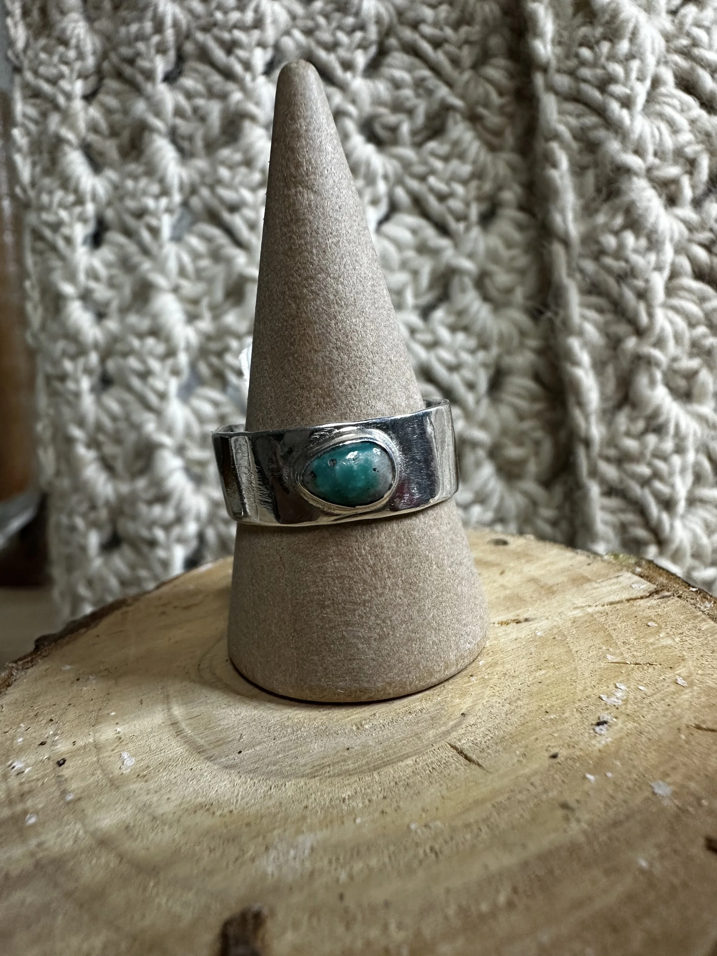 Turquoise Wide Band Ring - Size 10