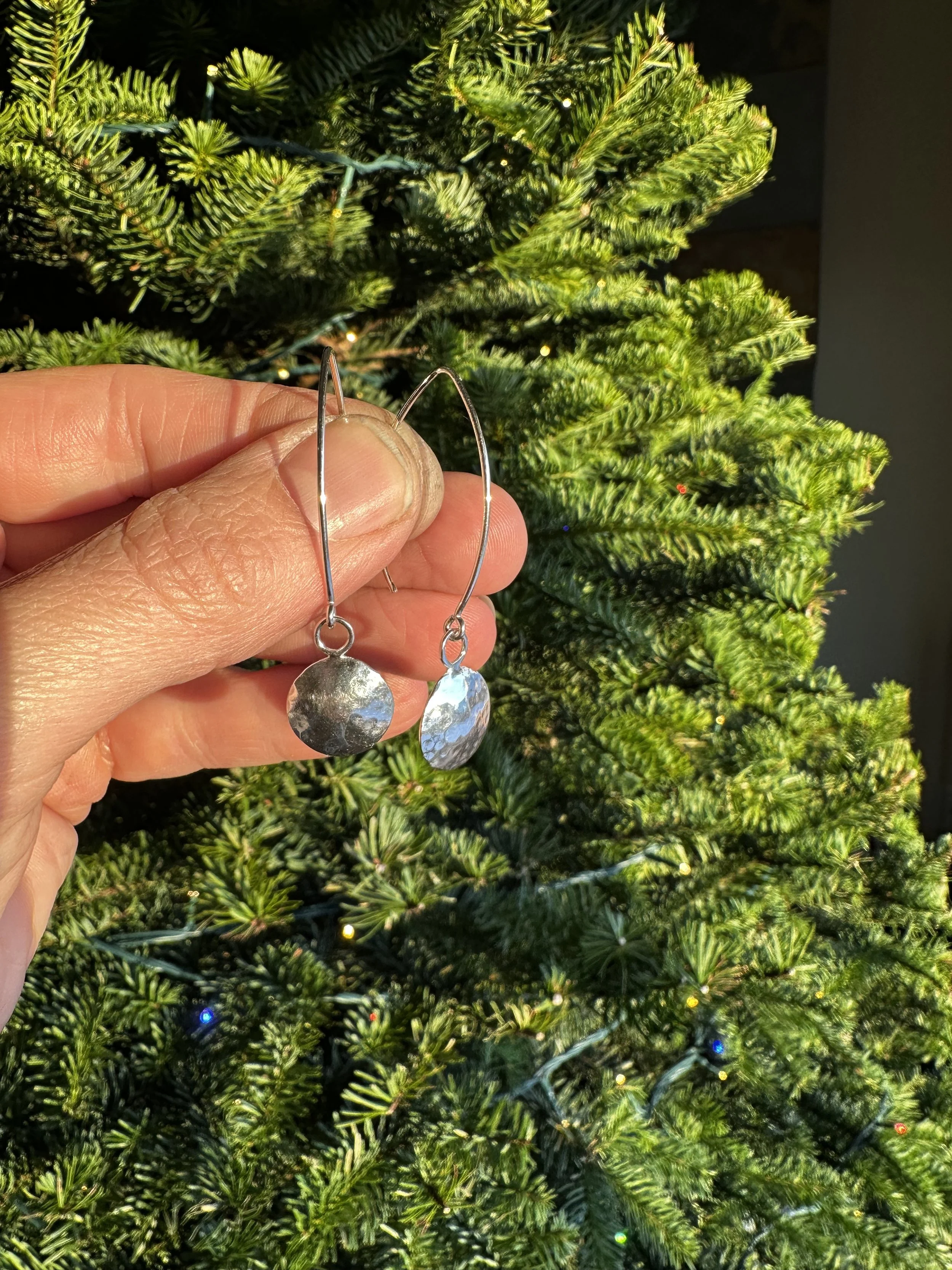 Hammered Shield Earrings - Long or Short