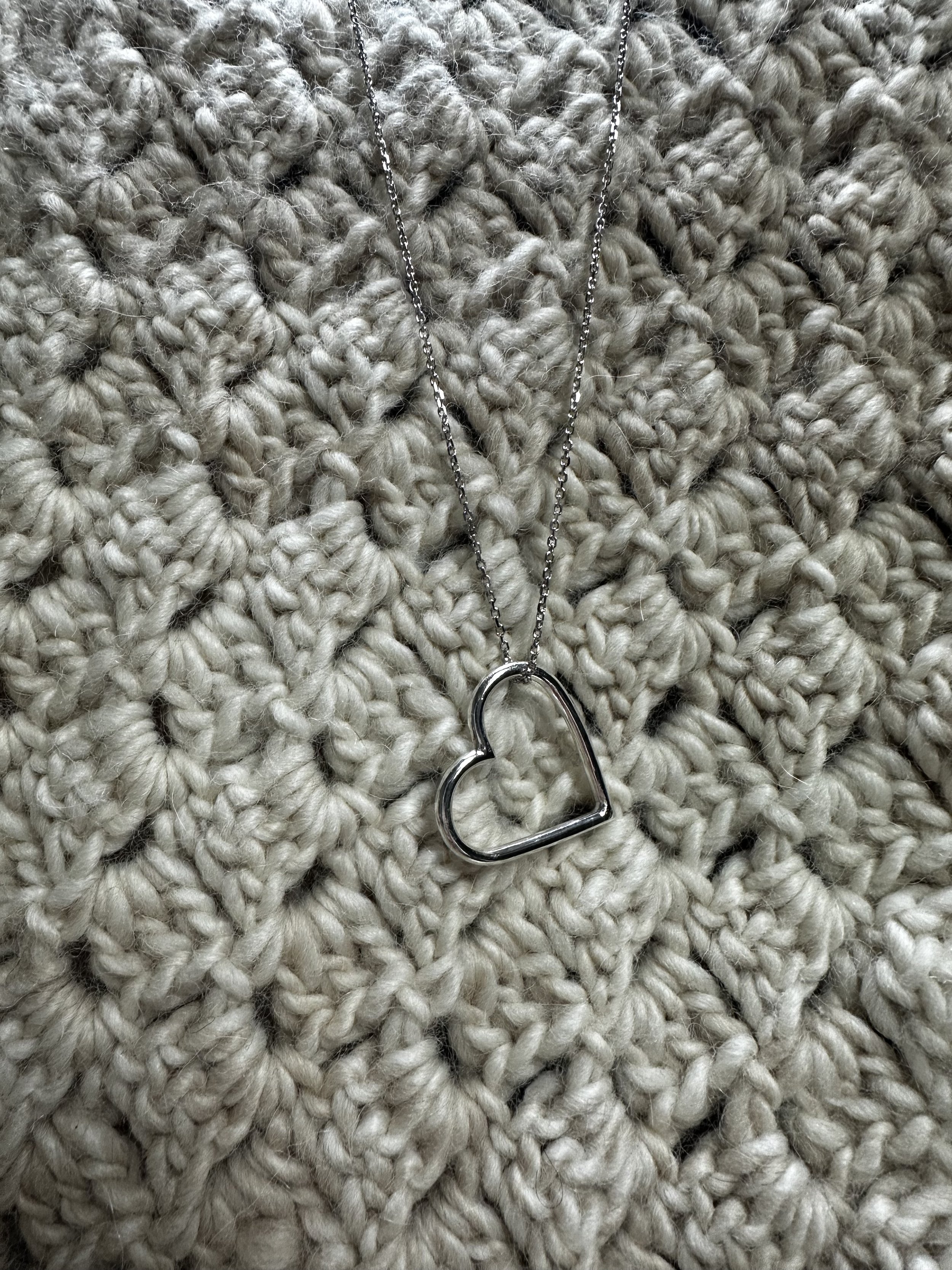 Large Sterling Silver Heart Pendant with Chain