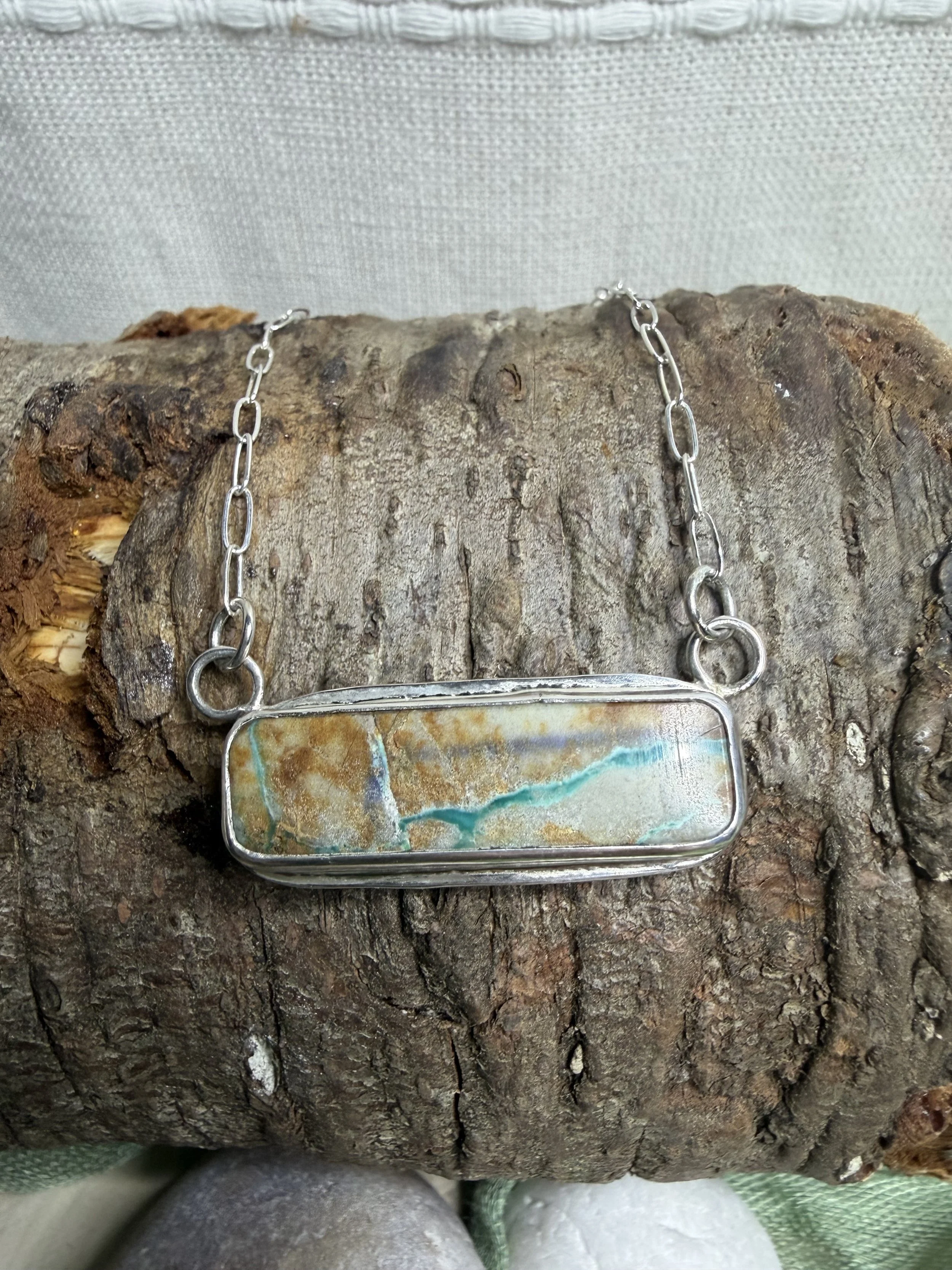 Valley View Ribbon Turquoise Mountain Scape Necklace