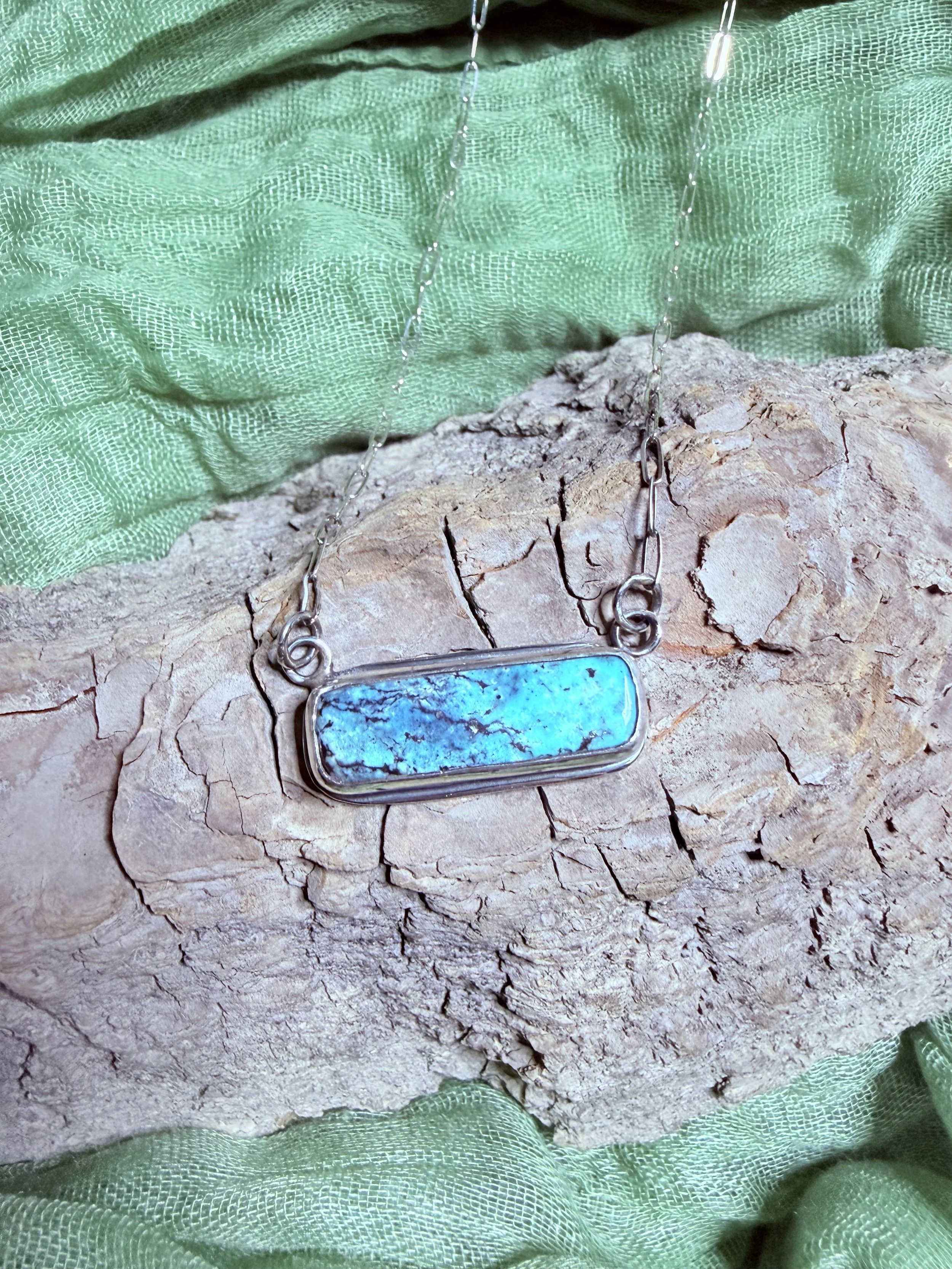 Smokey Kingman Turquoise Bar Necklace