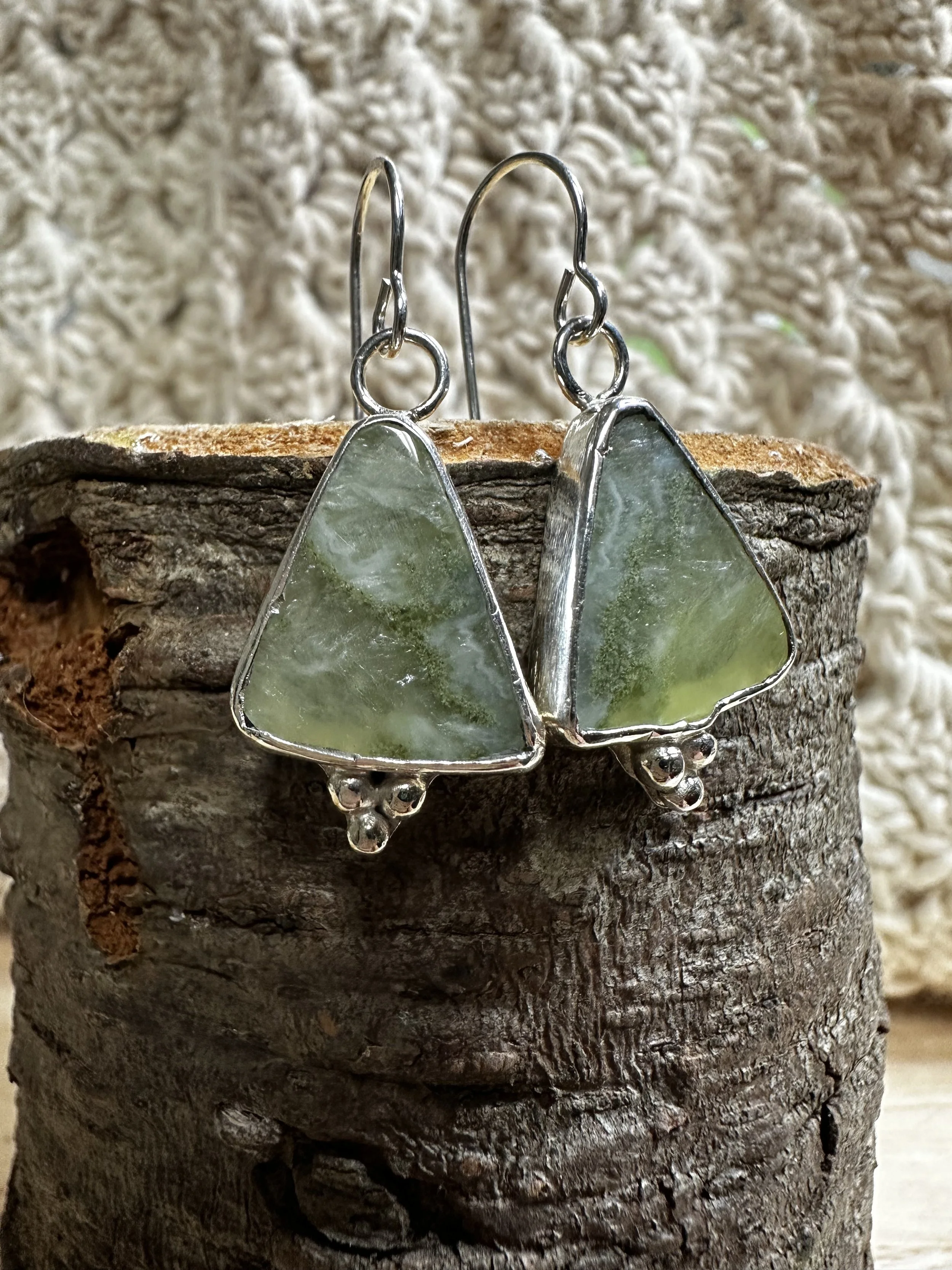 Prehnite and Sterling Silver Earrings
