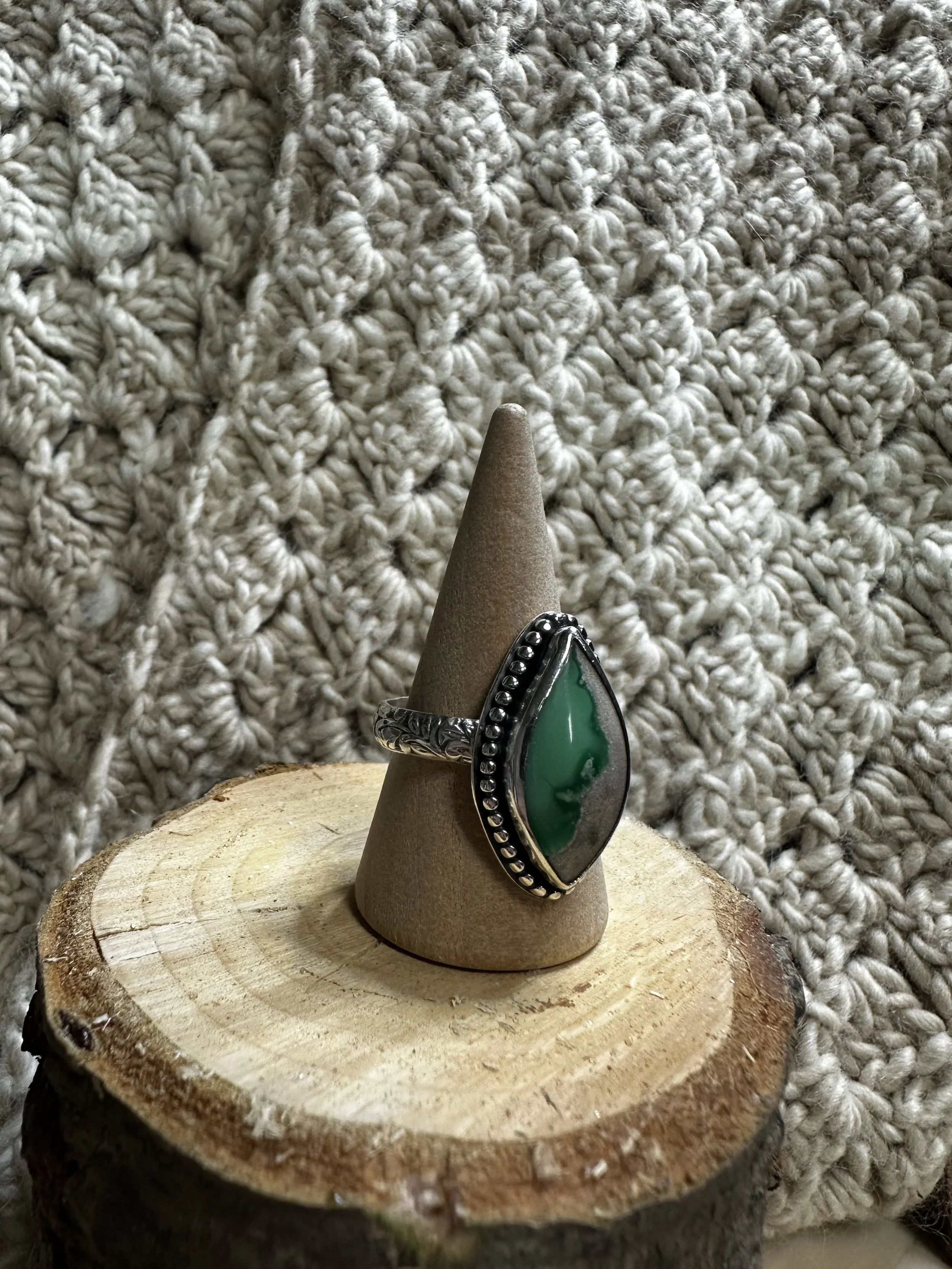 Lucine Variscite Sterling Silver Ring - Size 8