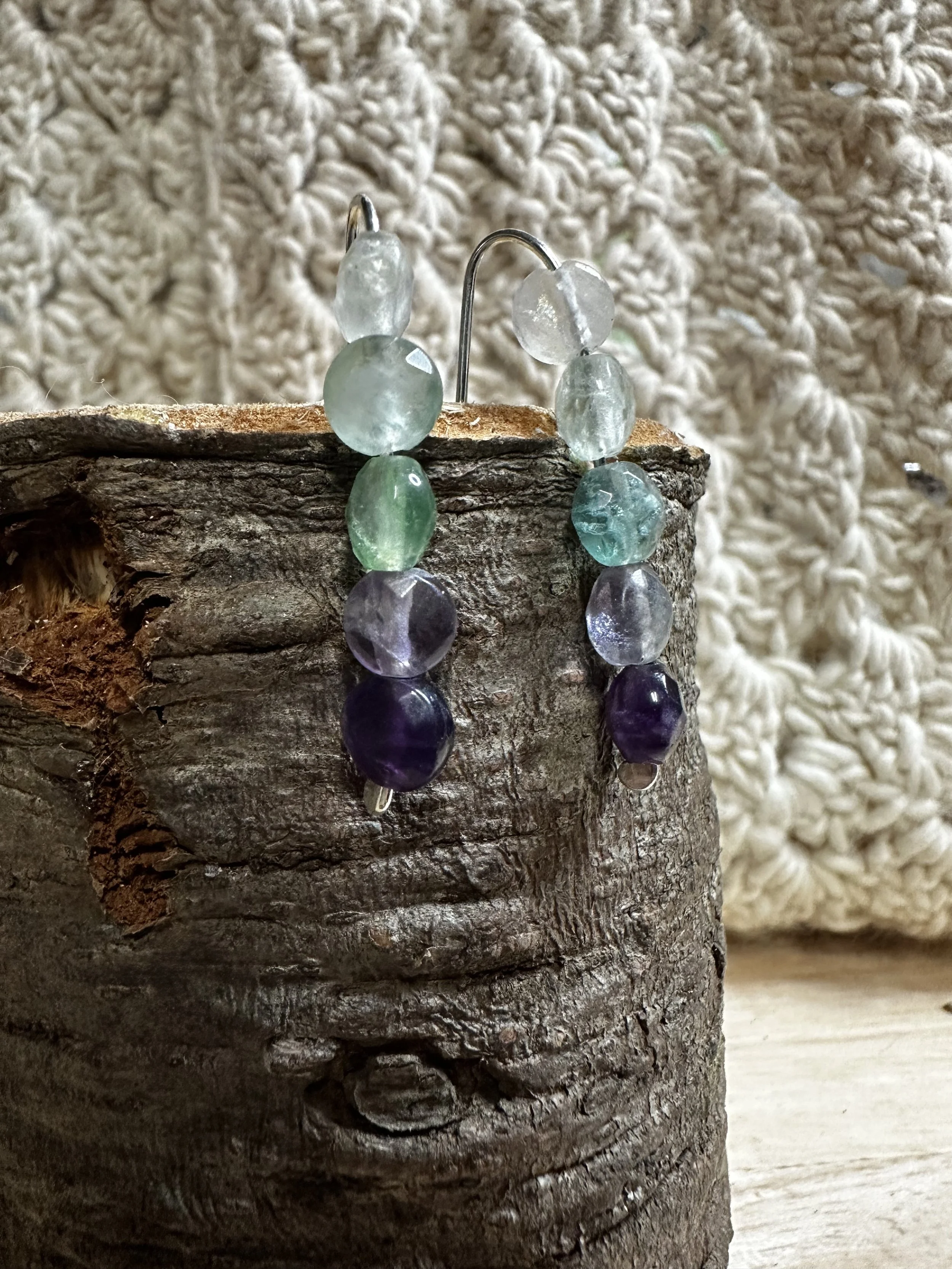 Flourite Beaded Drop Earrings