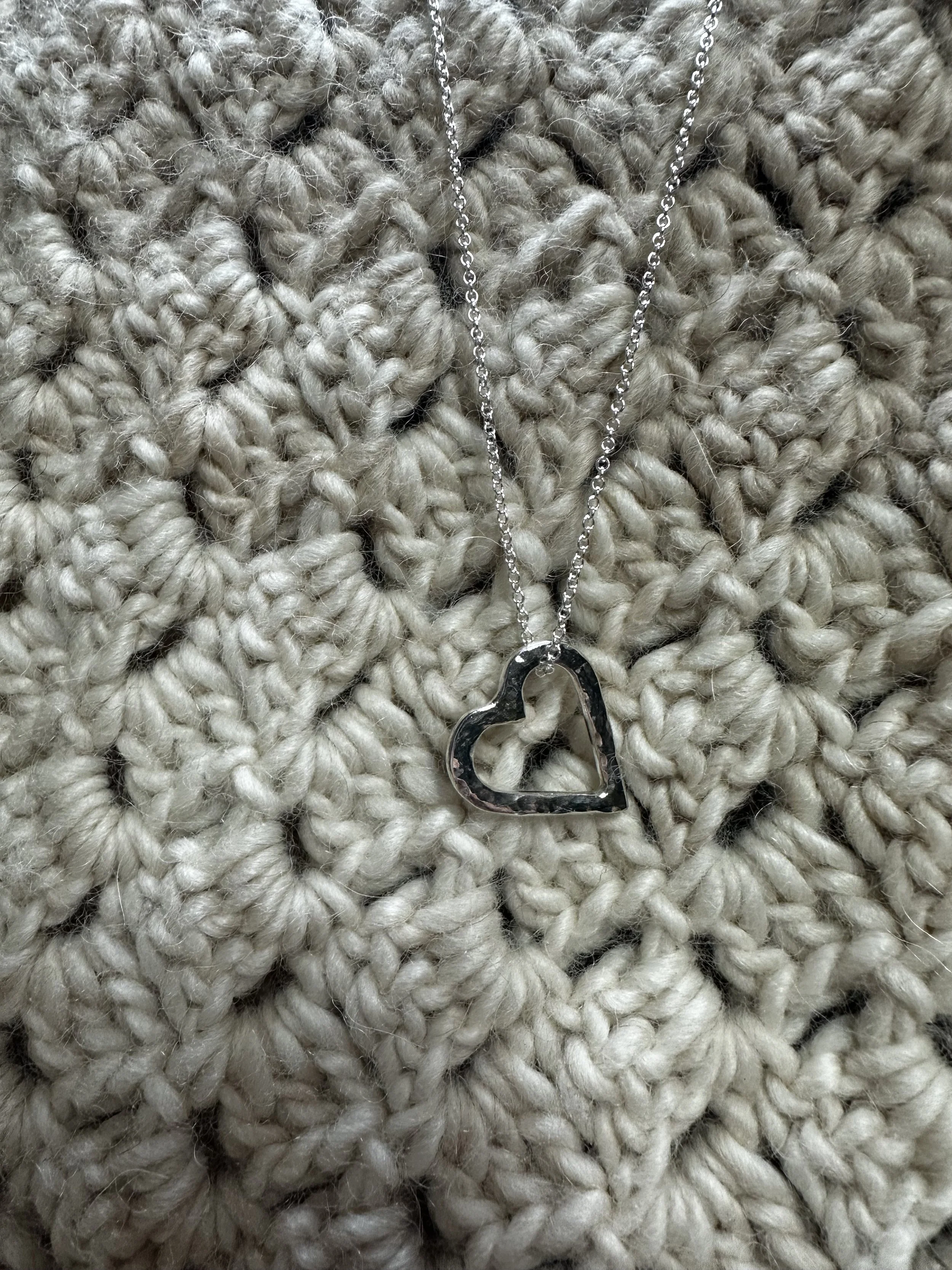 Sterling Silver Heart with Chain - Small, Hammered