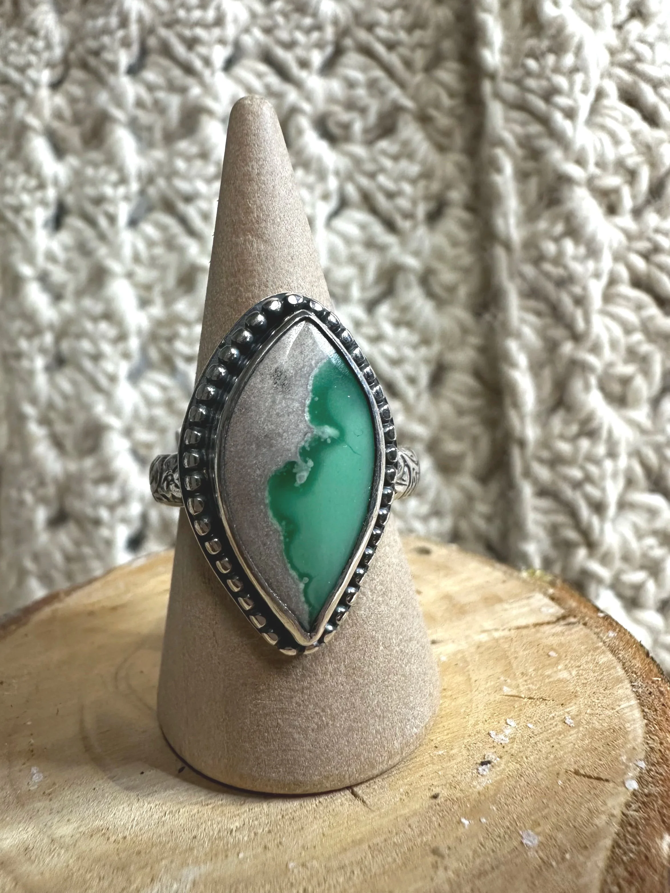 Lucine Variscite Sterling Silver Ring - Size 8