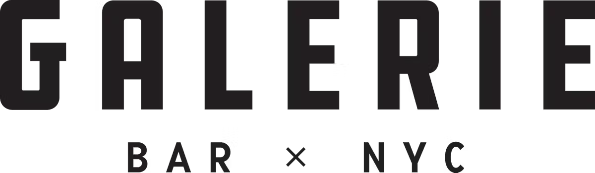 Logo for Galerie Bar NYC featuring the words Galerie, Bar, and NYC.
