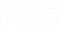 NHS logo in white text on a black background