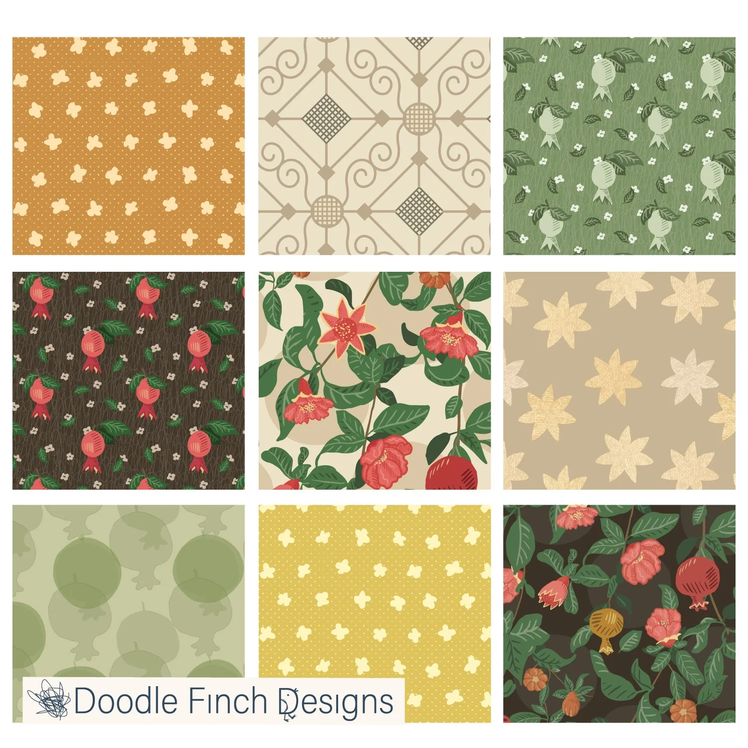 Coll Disigns Punica Blossom Collection (Different Colourways) — Doodle Finch Designs
