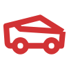 red line art icon indicating packaging for automotive and engineering businesses