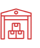 red line art icon symbolising local packaging deliveries
