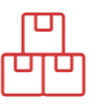 red line art icon symbolising flexible local packaging call-offs