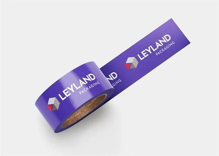 Close-up of branded adhesive packaging tape