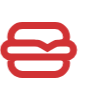 Red line art icon symbolising Food & Beverage packaging