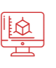 red line art icon indicating artwork and design services for bespoke packaging