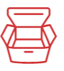 red line art icon indicating prototyping and samples for bespoke packaging