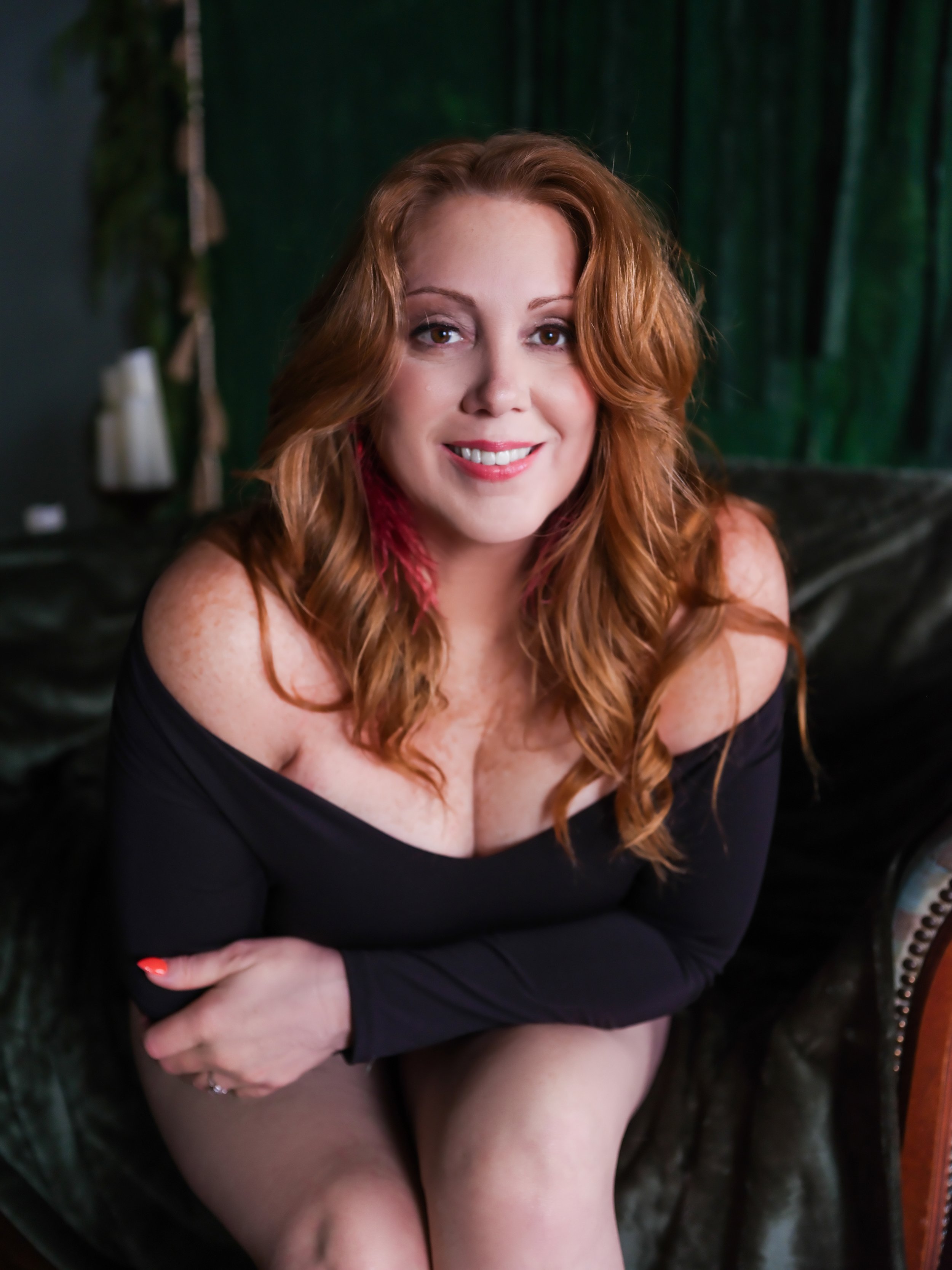 Radiant Boudoir Portrait | Green Velvet Backdrop | Boudoir by Emily, Beaufort SC