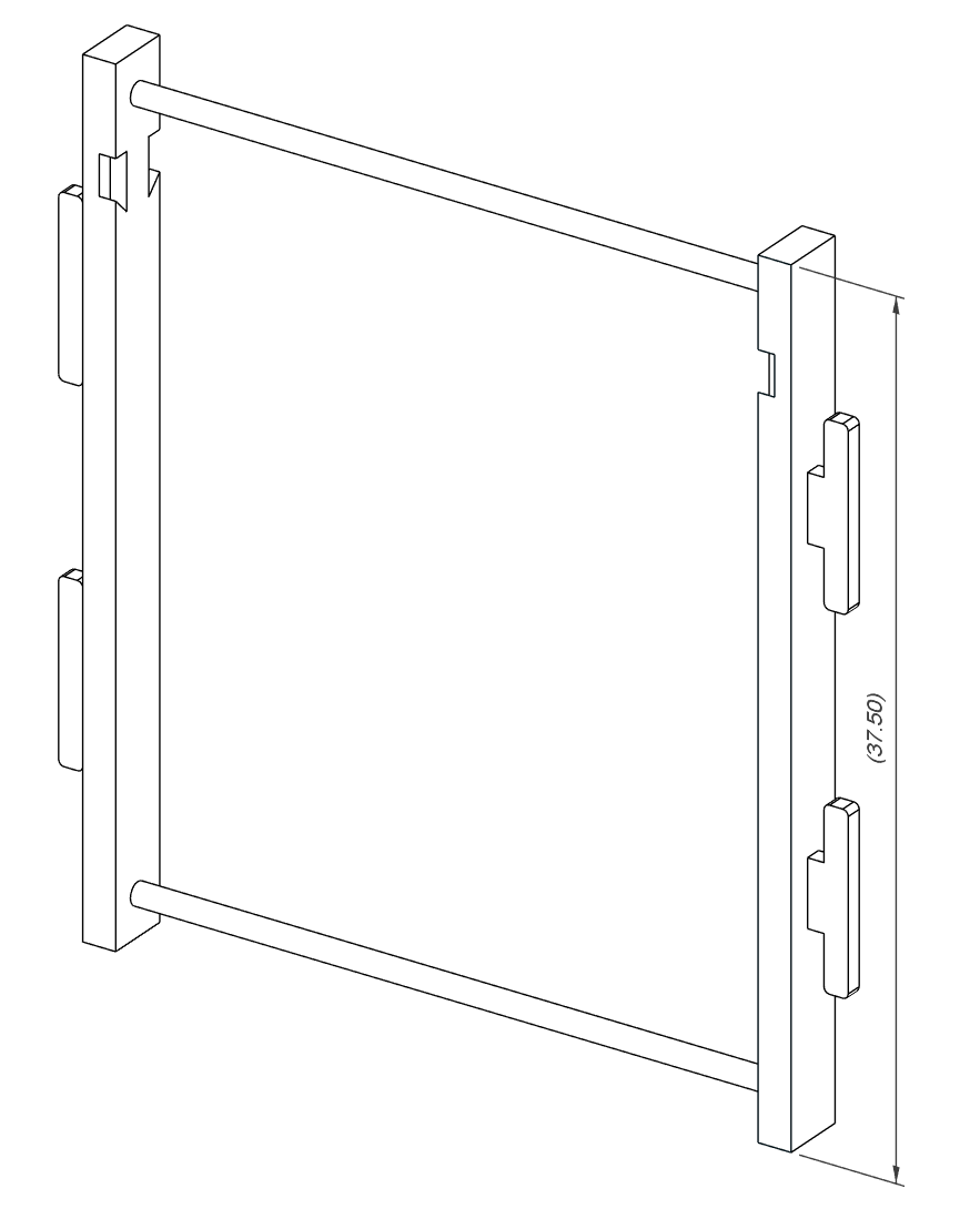 Modular display extensions that attach to either side of the main frame via the expansion node. Each panel features integrated clothing rods, pegboard compatibility, and embedded connection pegs on all sides enabling vertical stacking for added heigh