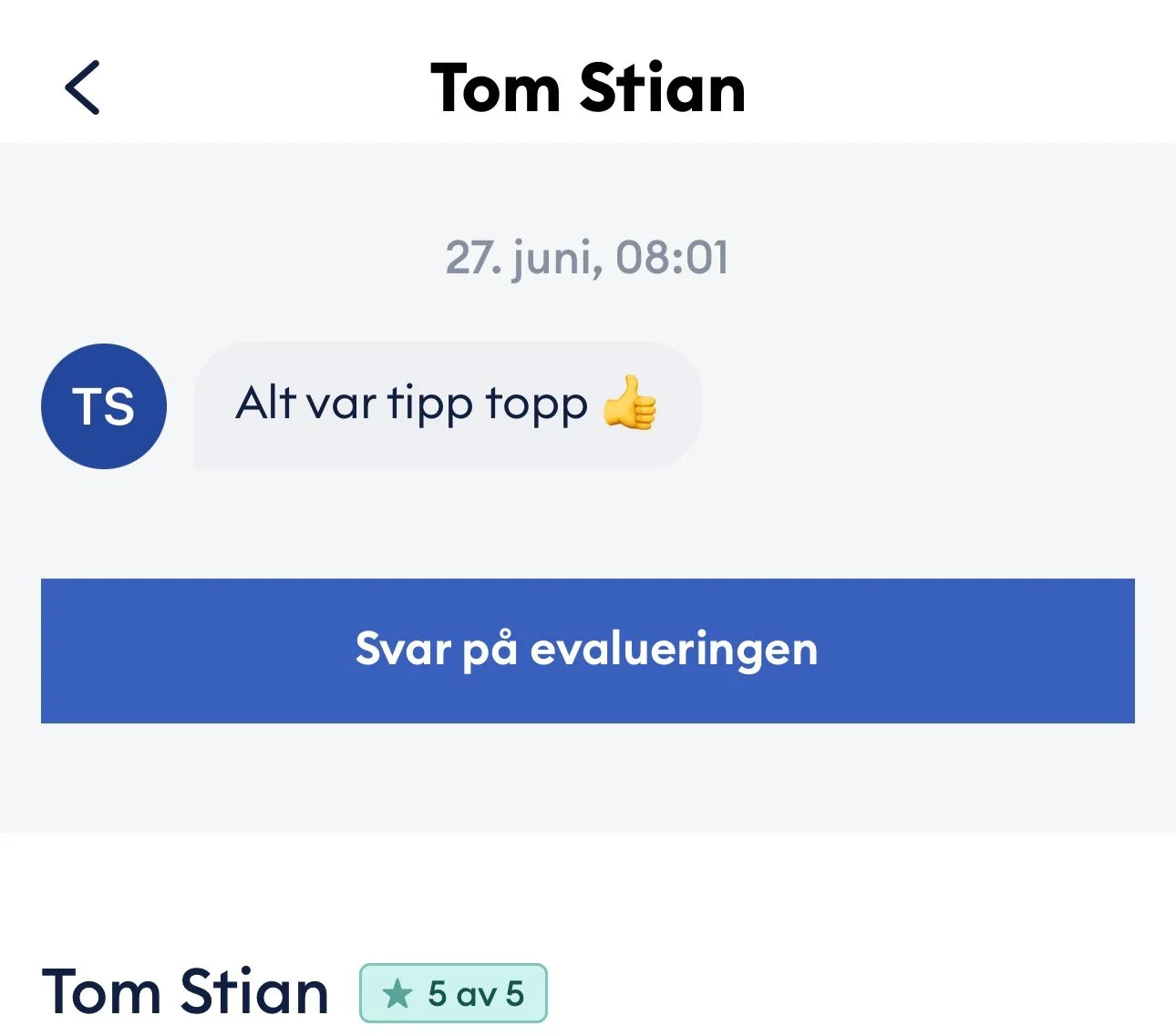 "Alt var tipp topp." 5 av 5 stjerner.