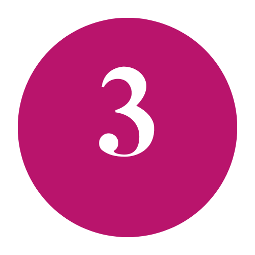A pink circle with the number 3 in white.