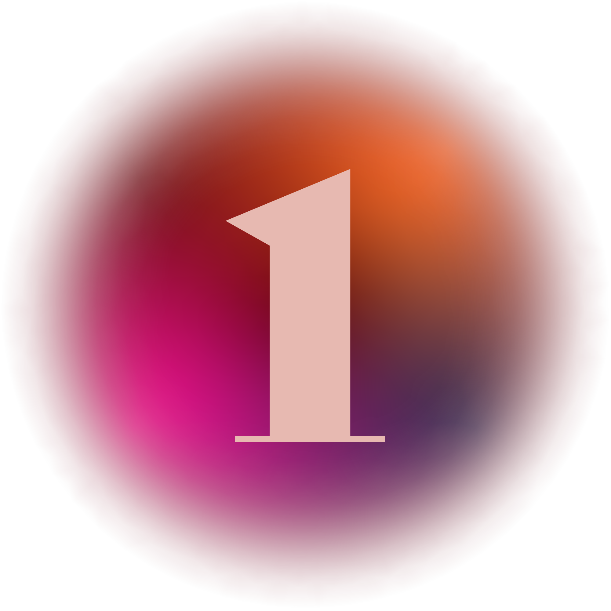 Large pink number 1 on a colorful blurred background.