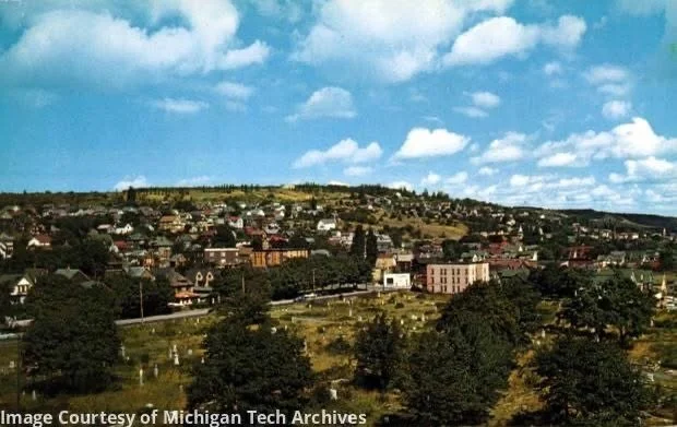 This 1959 photo shows the old St. Joseph&rsquo;s Cemetery in Hancock. From the town&rsquo;s early years through the turn of the century, before Lakeside Cemetery was established, Catholic residents were buried here.

In the 1970s, as local Catholic p