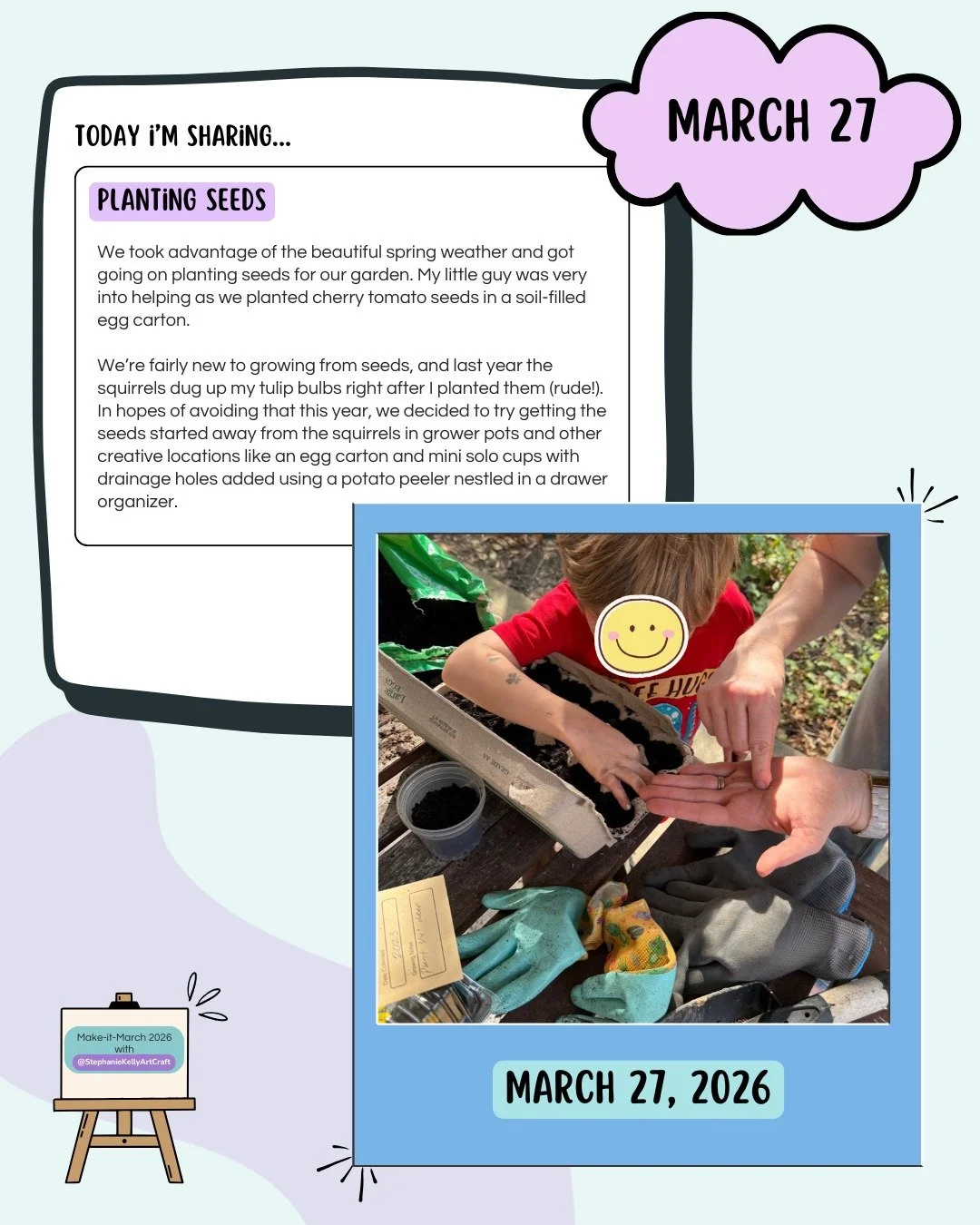 Day 27: Planting Seeds

We had some truly gorgeous weather and decided it was high time we did some planting. We're probably late to be getting started, but we're doing it and that's what matters! Last year I planted a bunch of tulip bulbs and the sq