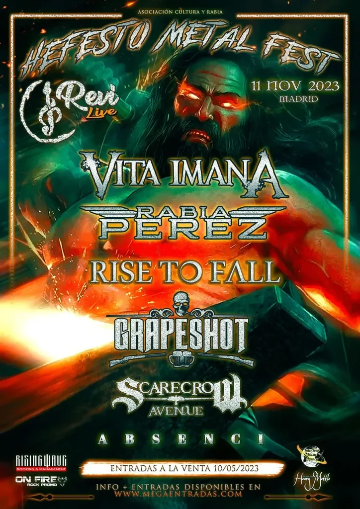 
The Hefesto Metal Fest is a metal music festival with the aim of supporting national bands, and its first edition was held at the Revi Live room in Madrid on November 11, 2023. The name refers to the Greek god of metallurgy, and the event seeks to s