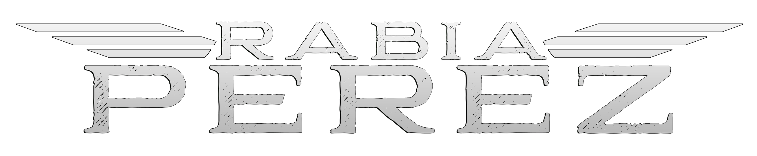 Logotipo del videojuego 'Araba Perez 2' en estilo de dibujo en blanco y negro con líneas y sombreado.