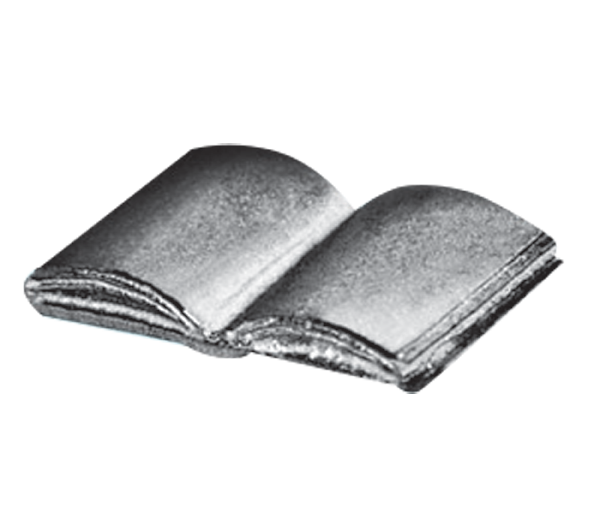 An open glittery silver hardcover book with blank pages.