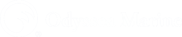 Odyssea Marine logo with a stylized wave symbol in black and white.
