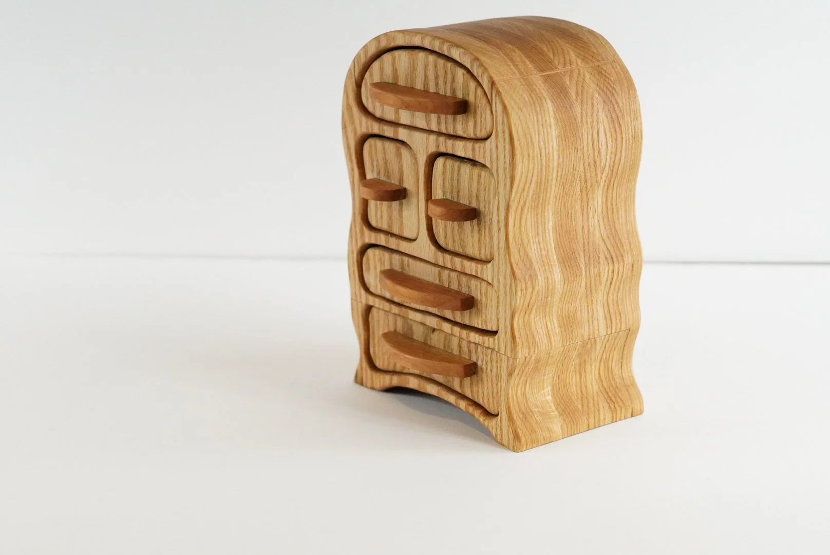 Red Oak Organic Shape Jewelry Box