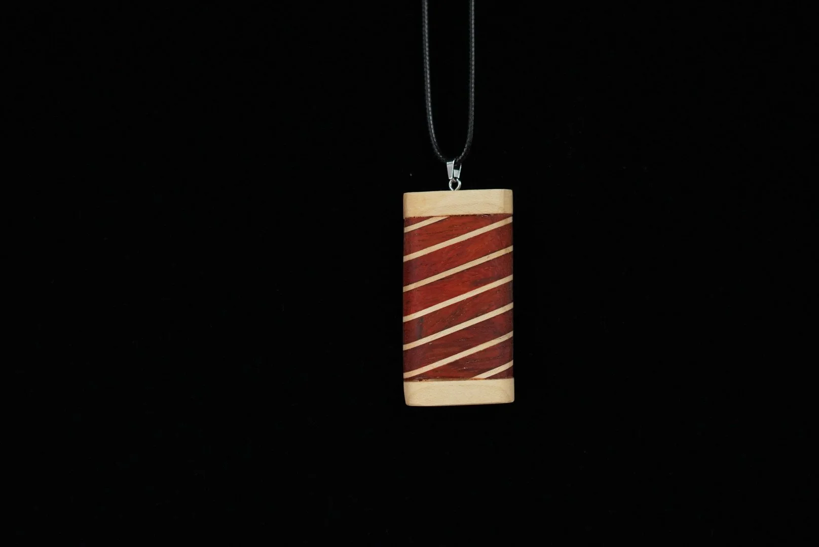African Padauk + Maple Diagonal Pendant Necklace
