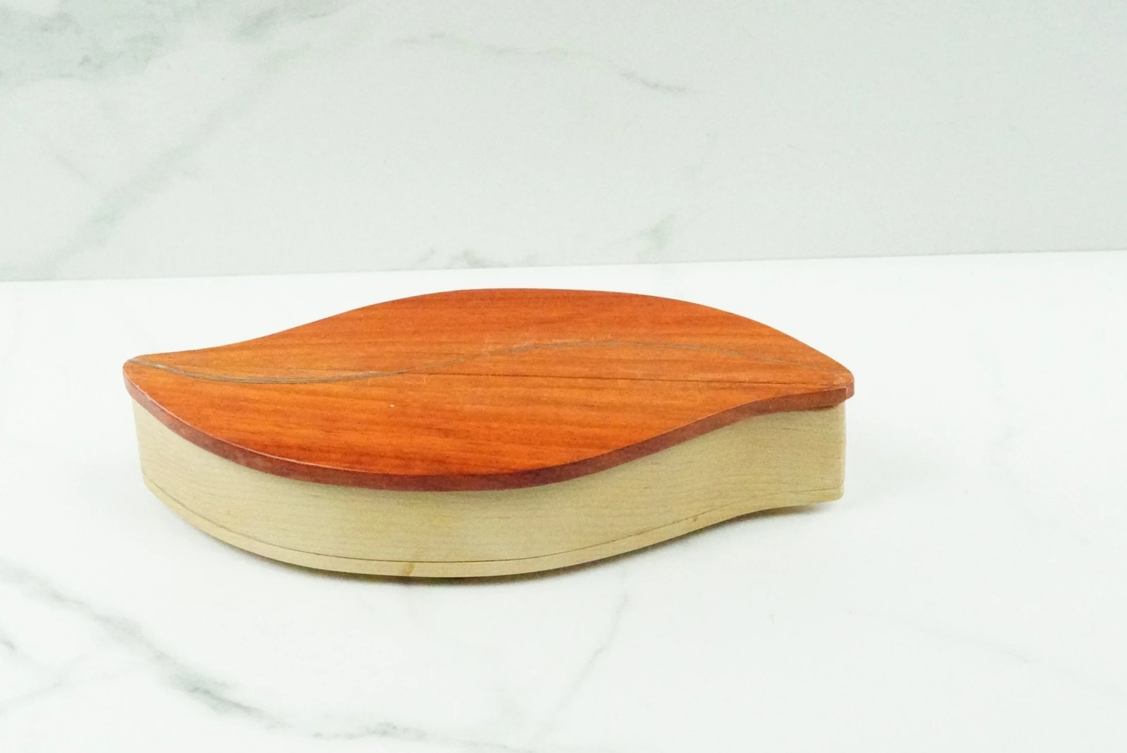 Elegant Leaf-Shaped Wooden Box