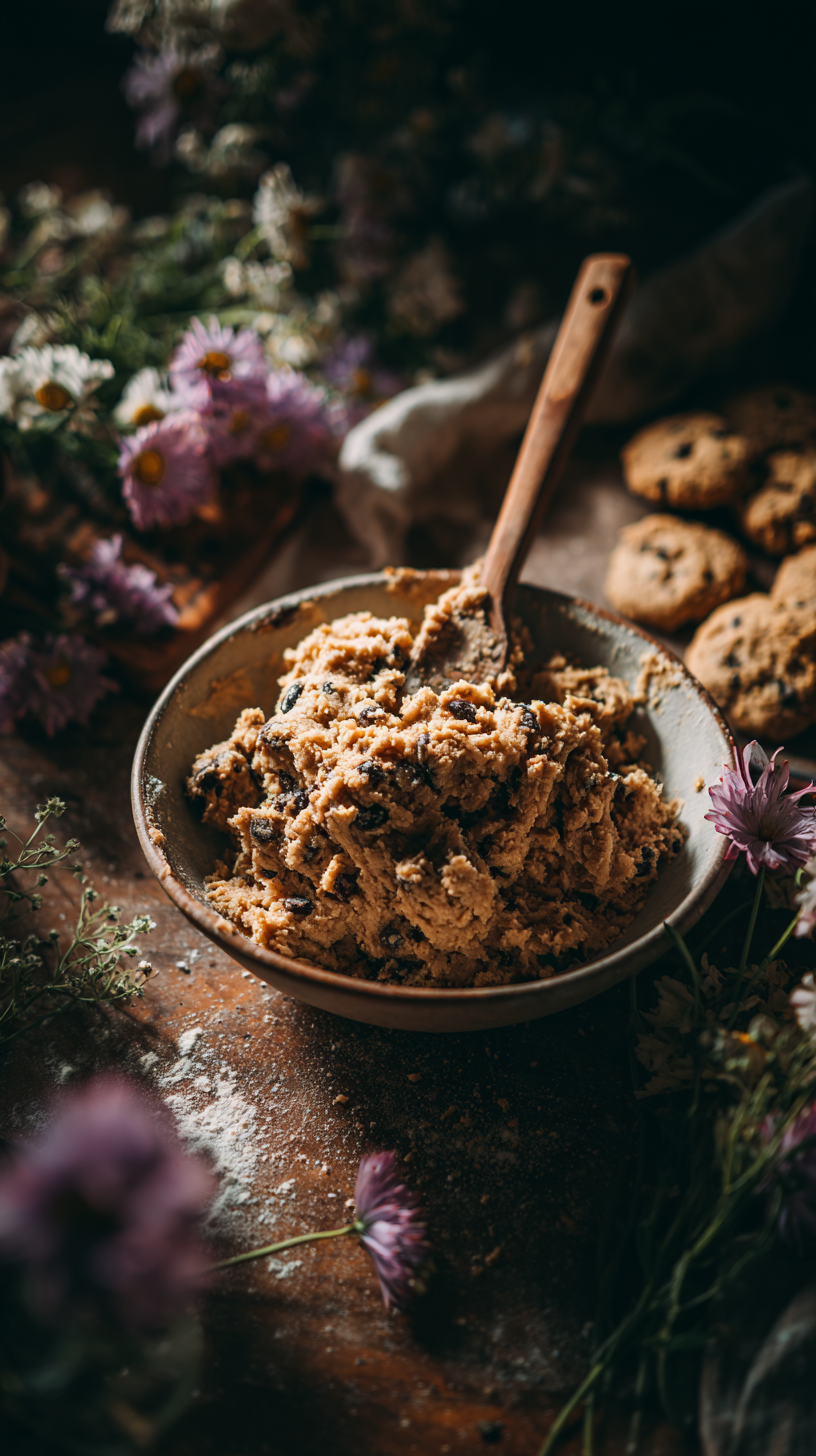  Title: Brown Butter Oatmeal Cookie Dough with Lilac and Light