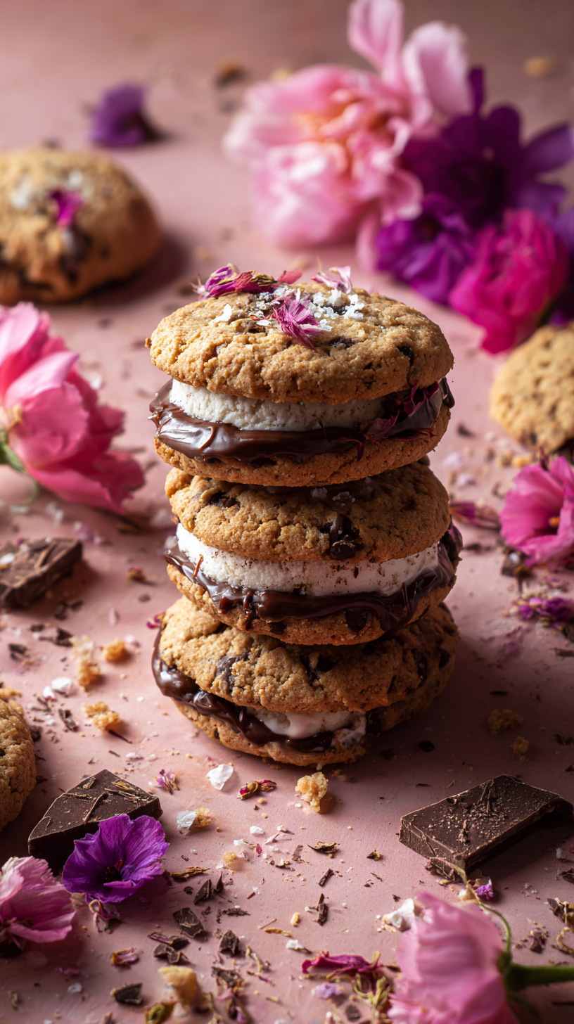 Oatmeal Chocolate chip Cookies - Soft Chewy Cookie Stack with Melted Chocolate