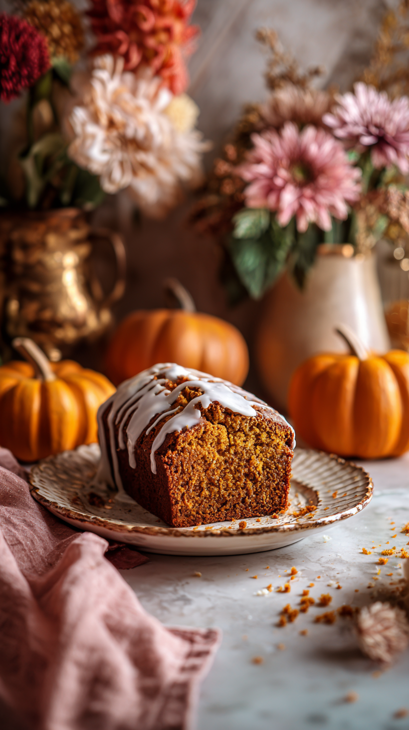Moist Pumpkin Bread with Maple Glaze Drizzle