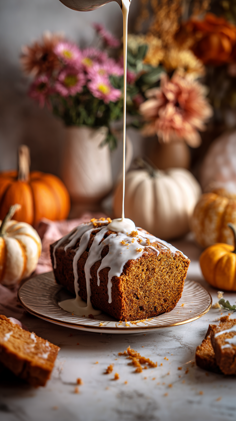 Moist Pumpkin Bread with Maple Glaze Drizzle