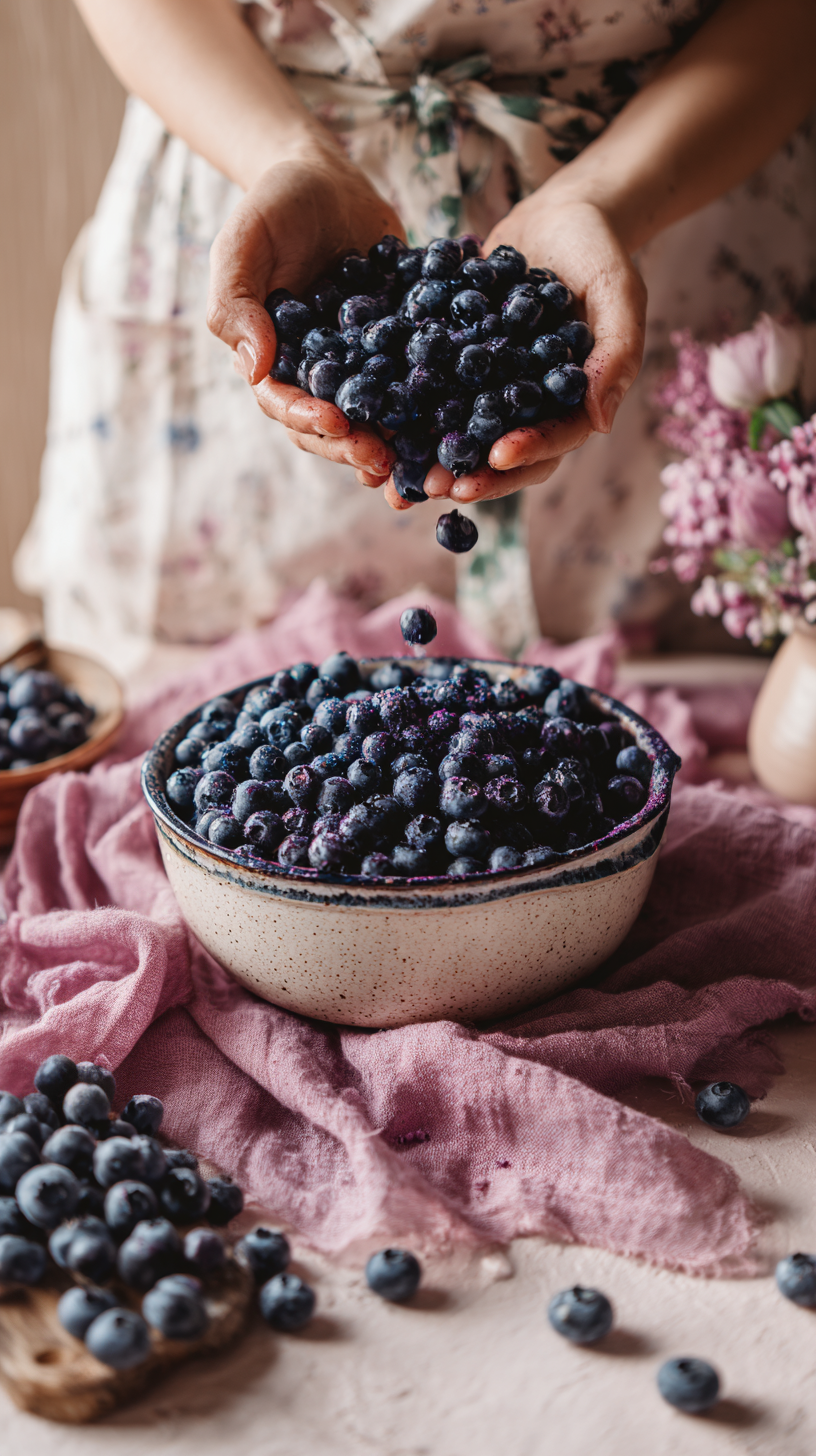 Freshly Washed Blueberries In A Pot
