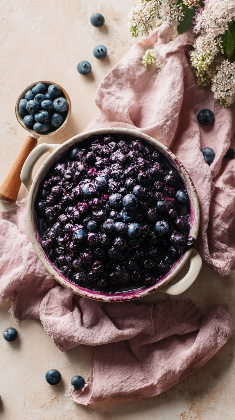 Blueberry and Currant Crumble Pie Filling Cooking