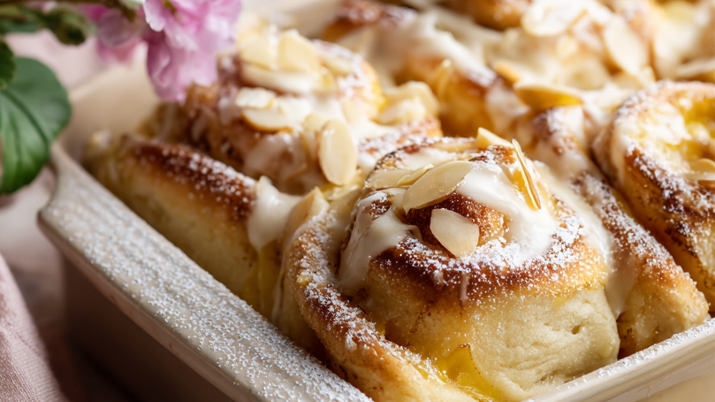Lemon fragipane soourdough sweet roll recipe with lemon curd and icing