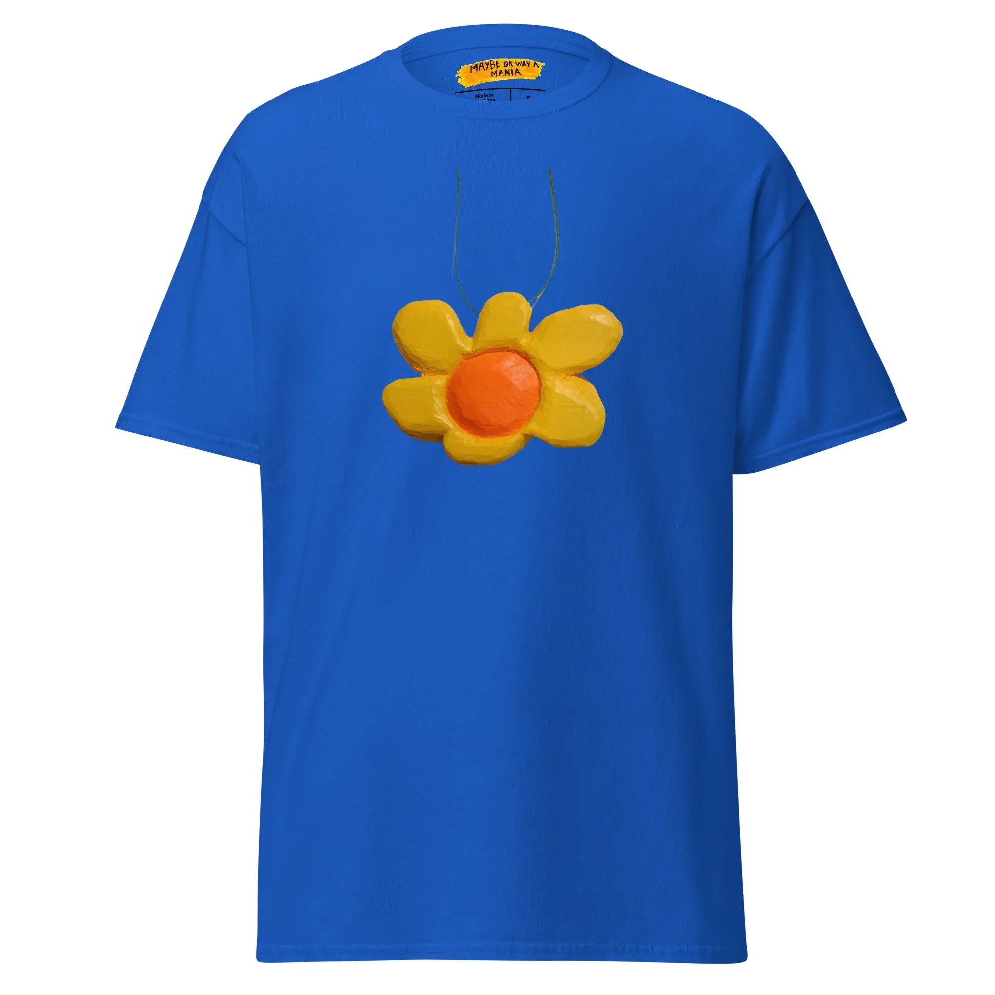 T-shirt bleu royal - Fleur