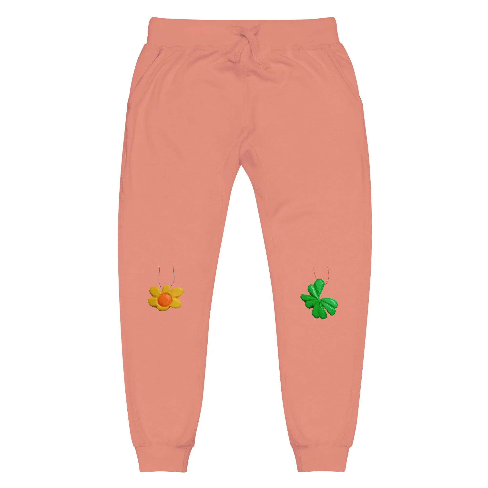 Pantalon corail clair - Trèfle et fleur