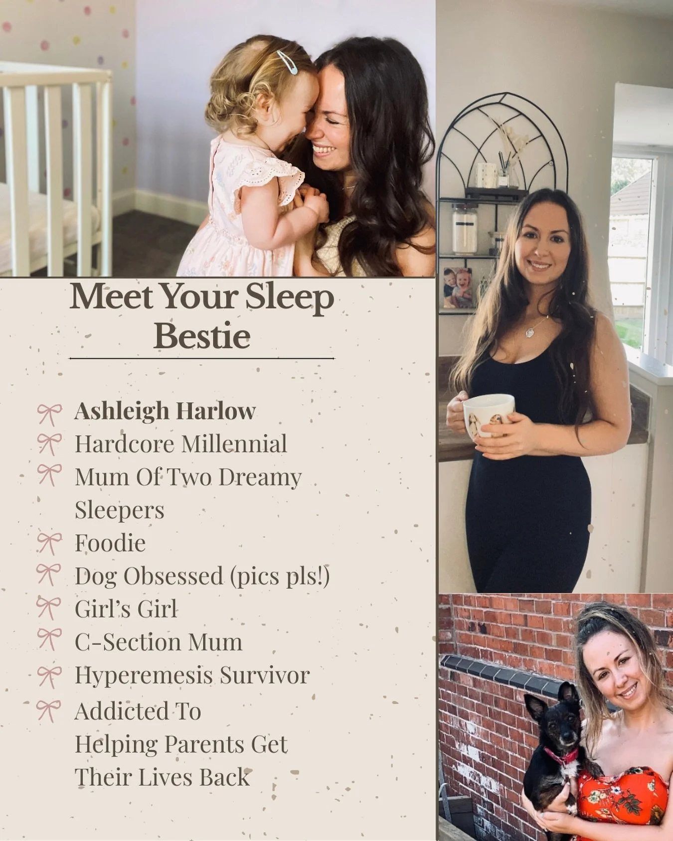 🎀🧸🍼👶🏻

I&rsquo;m Ashleigh, a Millennial Mum who can help your baby sleep so you can finally be the rested queen you were meant to be! 👑 

I survived Hyperemesis (AKA the 9 month hangover from hell) and two C-sections. Genuinely do not know how 