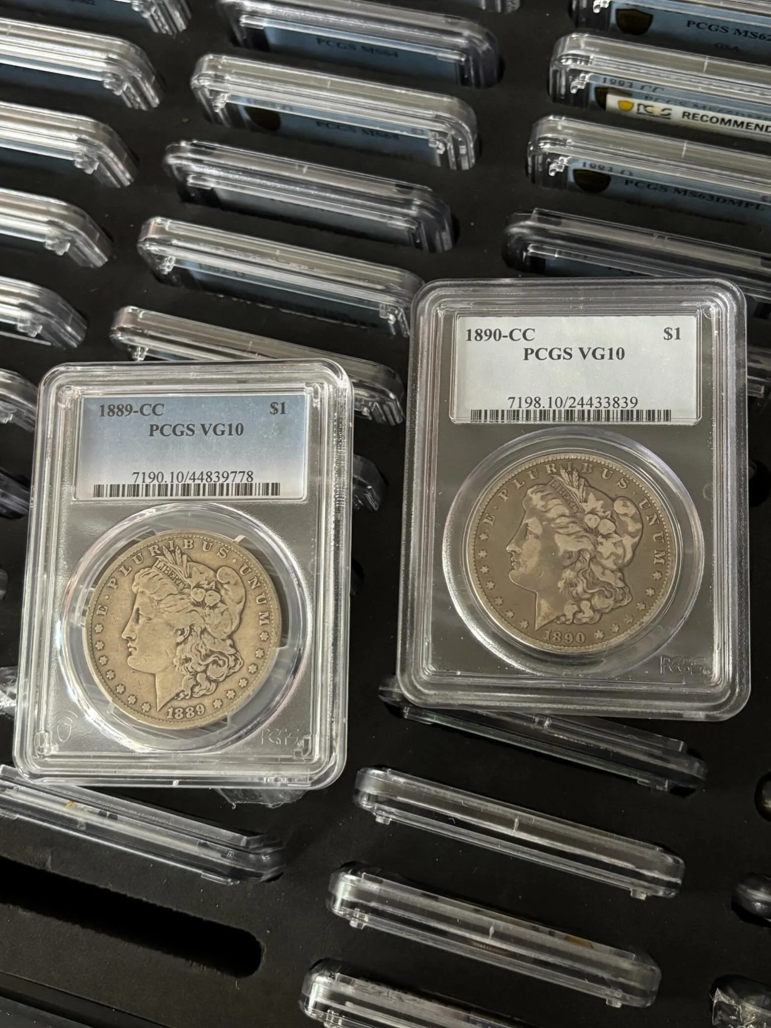 Same grade, different eye appeal 🔍

Two Carson City Morgans, both PCGS VG10&mdash; which look do you prefer? 👈👉❓

#Coins #Collection #Silver #Money