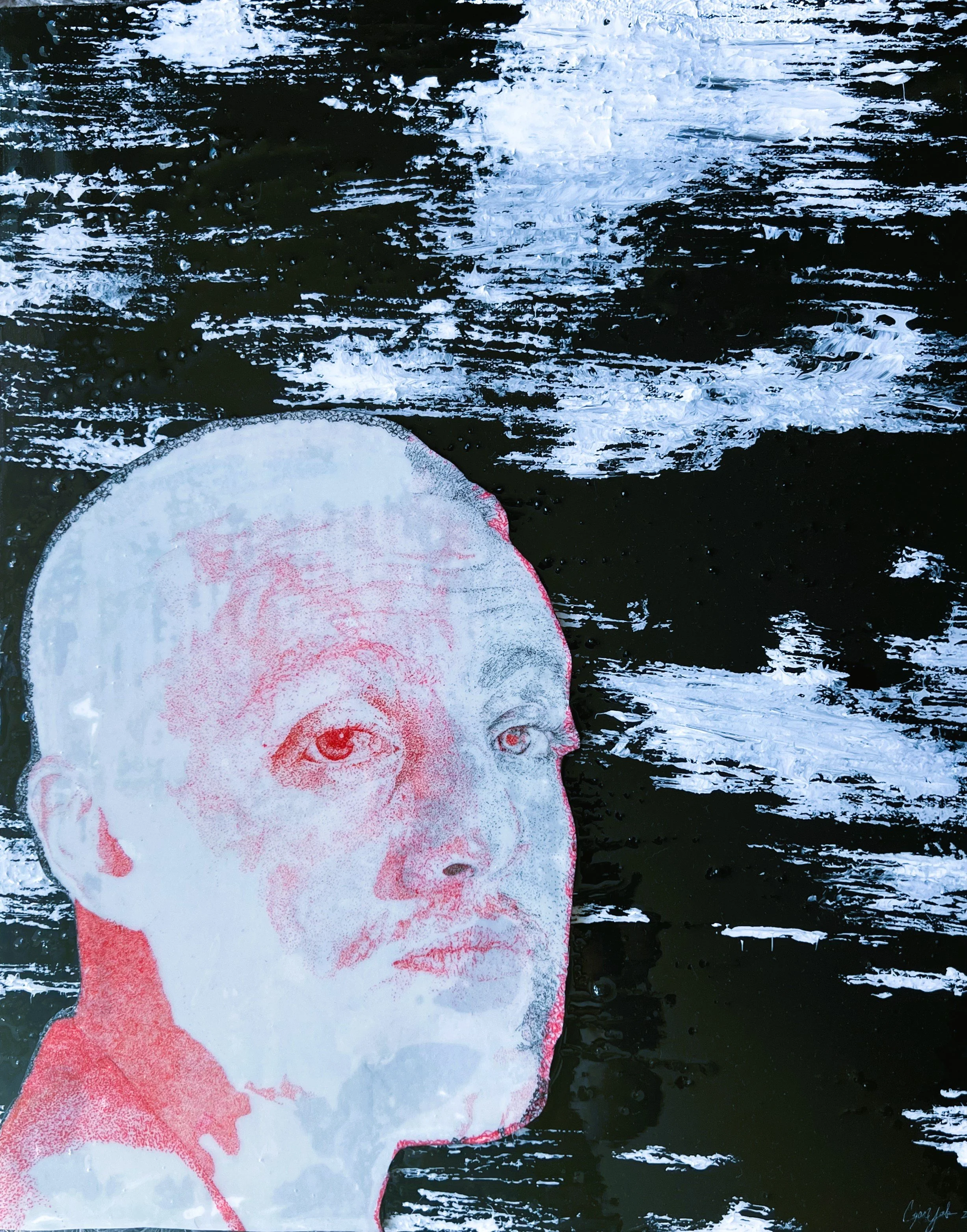 Alternate view of Malcom by Azareah York, a stipple portrait honoring the late Mac Miller through gaze and tonal restraint.